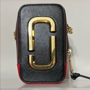 MARC JACOBS Black and Red Crossbody Bag with Gold Logo